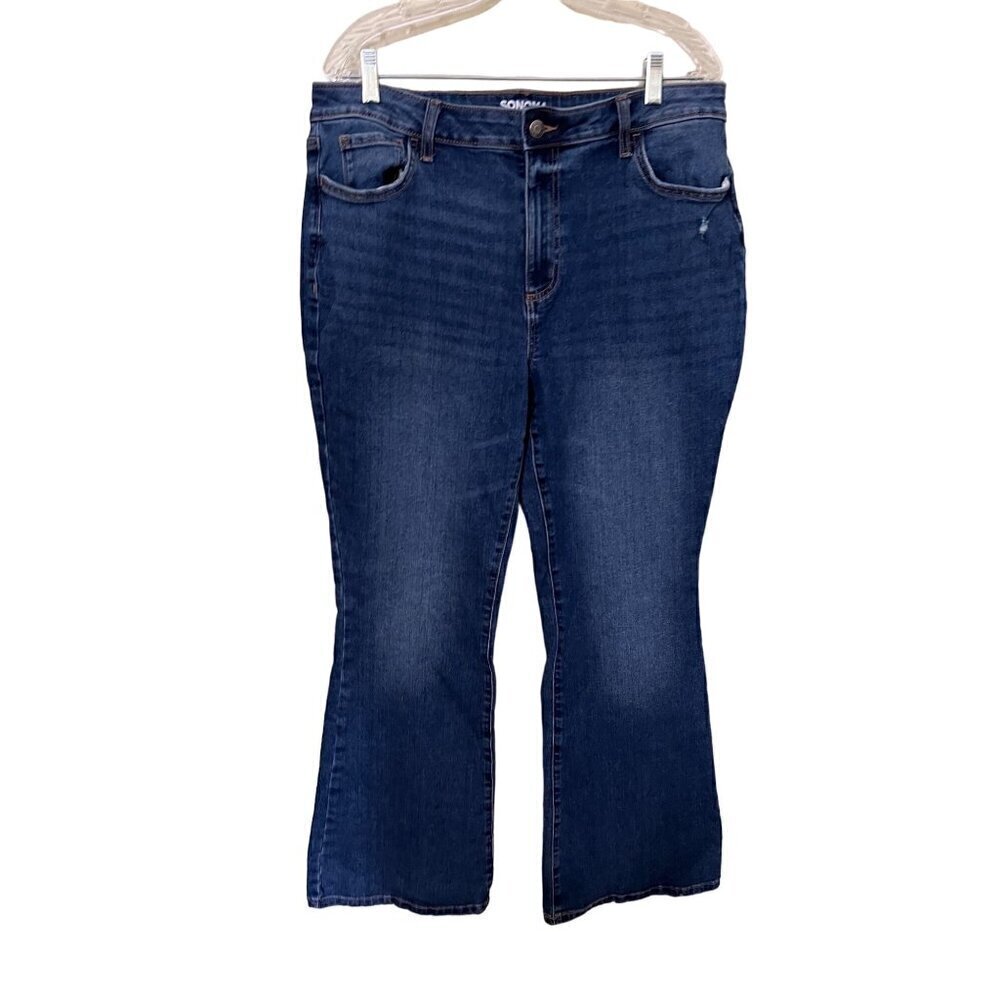 Sonoma Goods For Life Womens Flare Jeans Size 16 Blue Denim Rodeo Western Cowgir